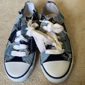 NWOT City Sneaks Patchwork Denim Sneakers